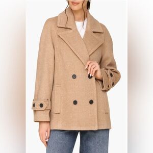 Avec Les Filles Relaxed Swing Peacoat Camel Sz S